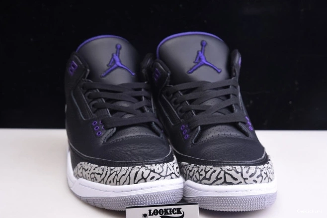 One Kick Black Purple Air Court 3 Jordan Retro CT8532-050 0808